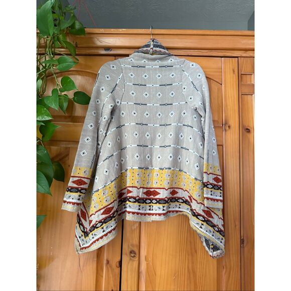 “Freeway Southwestern Boho Open Front Knit Cardigan – Beige Yellow Rustic SZ Sma - Picture 6 of 12